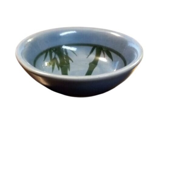 Siam Celadon Bamboo Design Ceramic Sauce Dipping Bowl Wood Ash Glaze Handmade - Picture 2 of 4